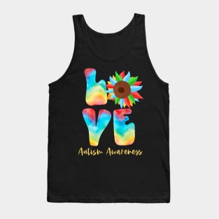 Sunflower Love Autism Awareness Coloful Tank Top